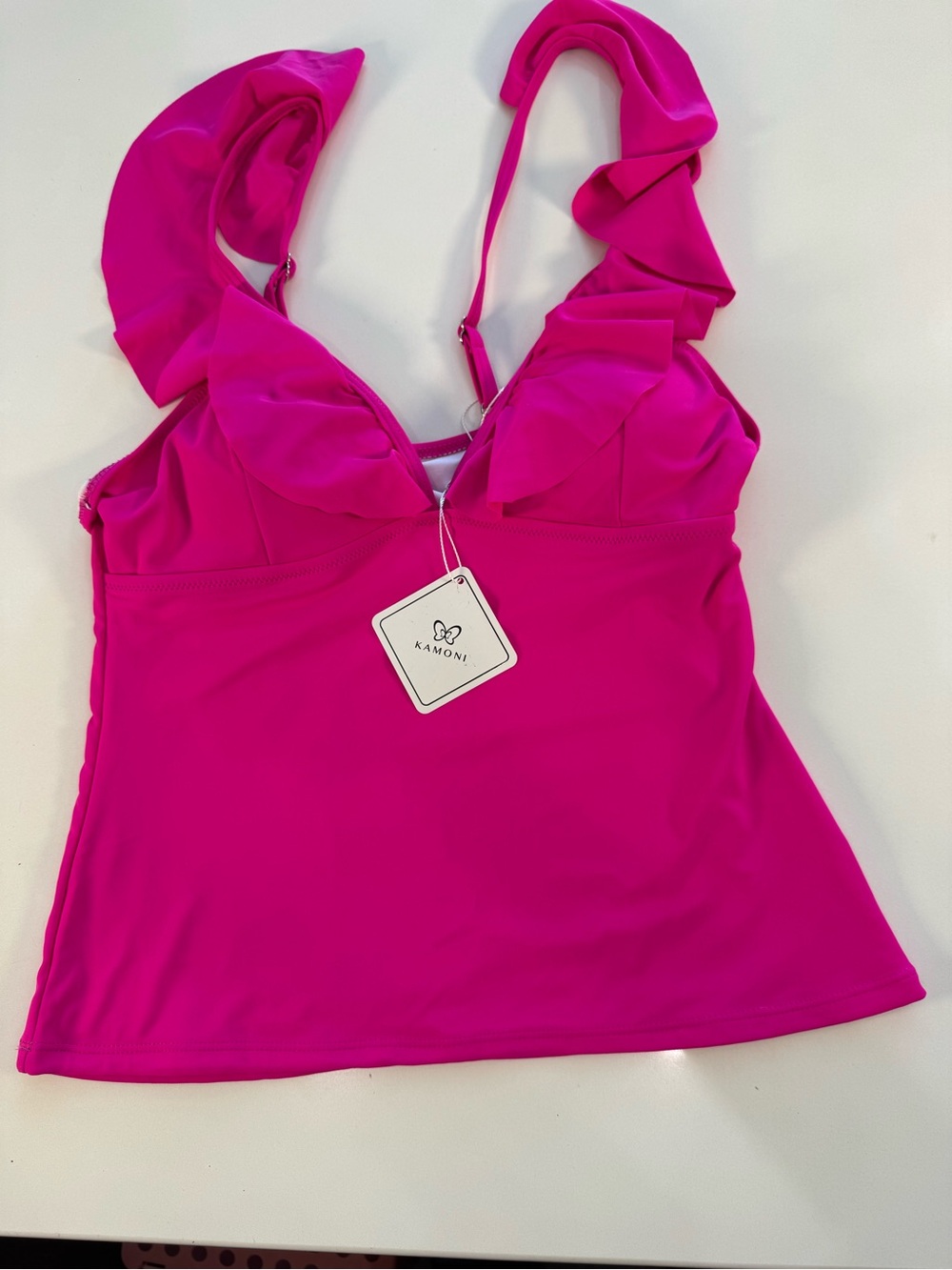 Women's Ruffled Hot Pink Swim Tank Top